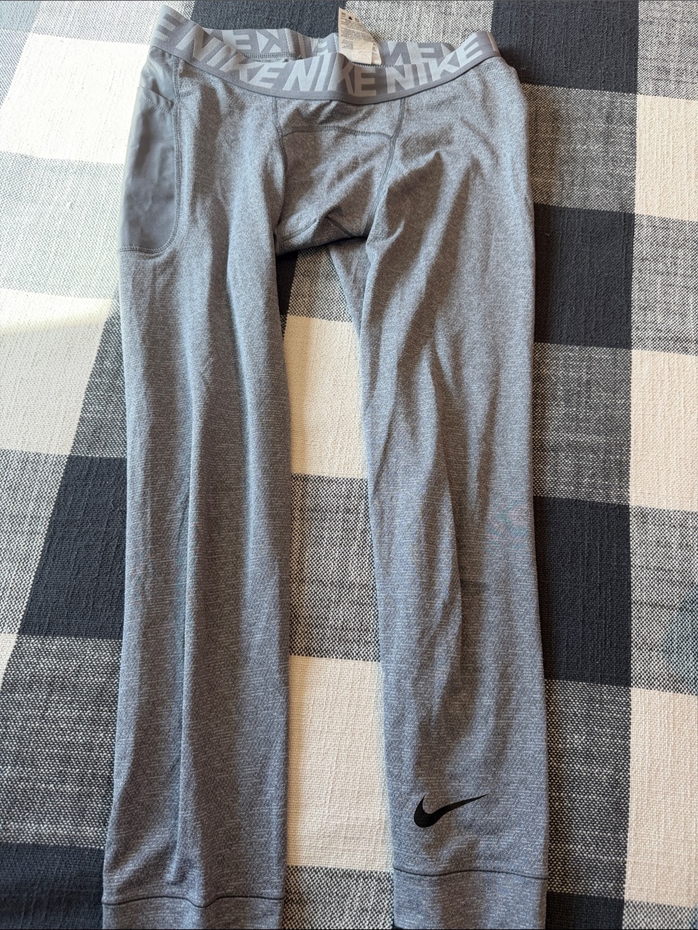 Nike Gray Men’s workout tights with Branded Waistband